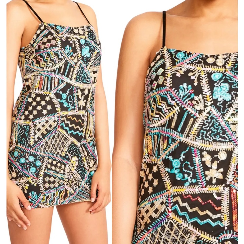 Patchwork Sequin Mini Dress - Homecoming Dress - Party Dress - BRAND NEW